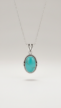 Turquoise Stone Sterling Silver Pendant Necklace