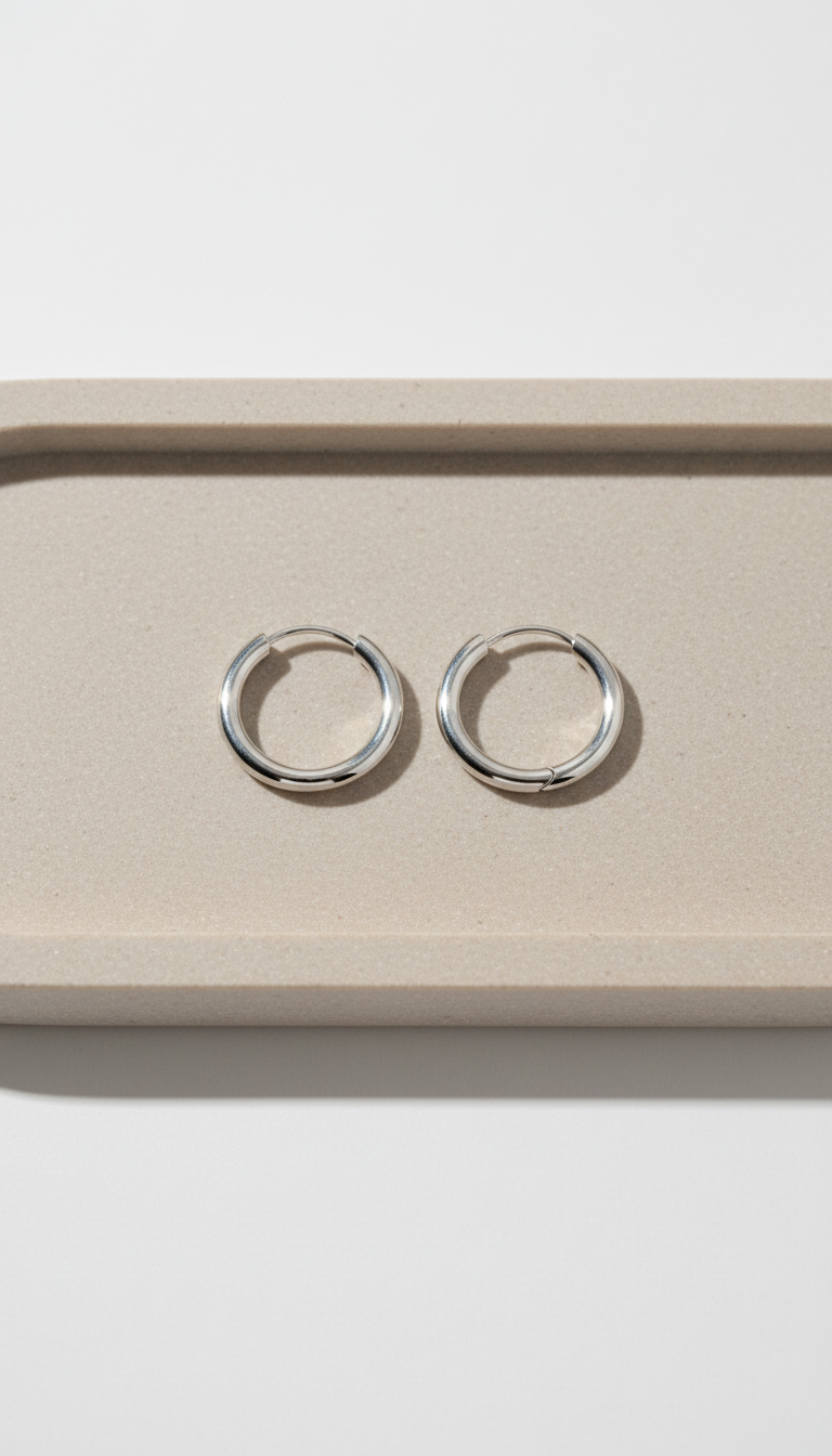 Rhodium-Plated Sterling Silver Hoop Earrings
