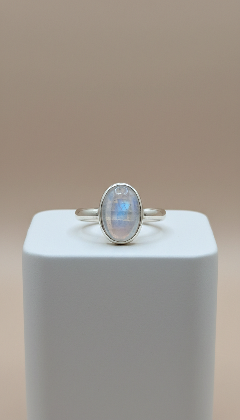 Oval Moonstone Sterling Silver Ring